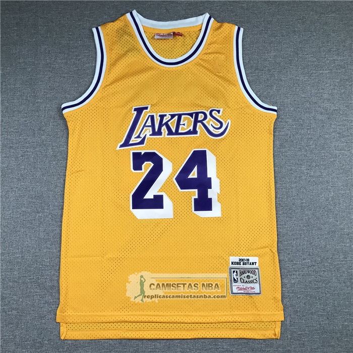 Camiseta Los Angeles Lakers Kobe Bryant NO 24 Mitchell & Ness 2007-08 Amarillo